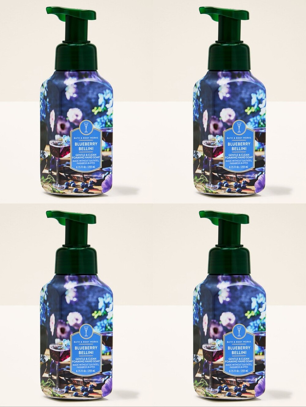 Bath & Body Works Blueberry Bellini Foaming Hand Soap Set of 4 New RARE